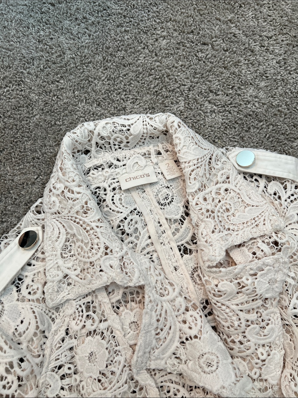 Chico's Cream Lace Trench Coat ‼️NO BELT - Picture 4 of 9